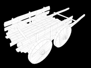 LowPoly Wooden Cart 3D Model