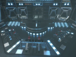 Lowpoly Scifi-controlekamer 3D Model