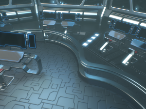 Lowpoly Scifi Control Room 3D Model