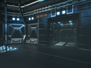 Lowpoly Scifi Control Room 3D Model