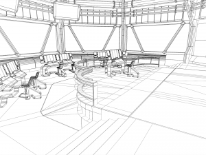 Lowpoly Scifi Control Room 3D Model