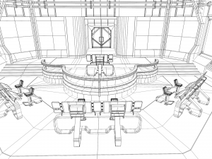 Lowpoly Scifi Control Room 3D Model