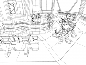 Lowpoly Scifi Control Room 3D Model