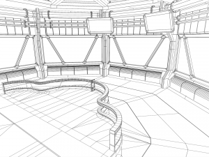 Lowpoly Scifi Control Room 3D Model