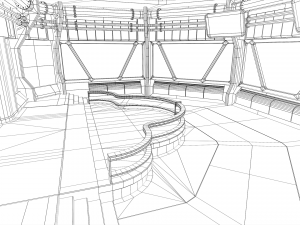Lowpoly Scifi Control Room 3D Model
