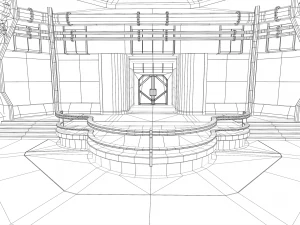 Lowpoly Scifi Control Room 3D Model