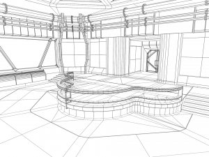 Lowpoly Scifi Control Room 3D Model