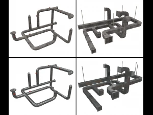 Низкополигональные модульные вентиляционные отверстия и воздуховоды 3D Модель