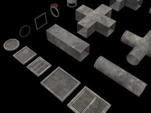 Lowpoly Modular Vents and Ducts 3D Model