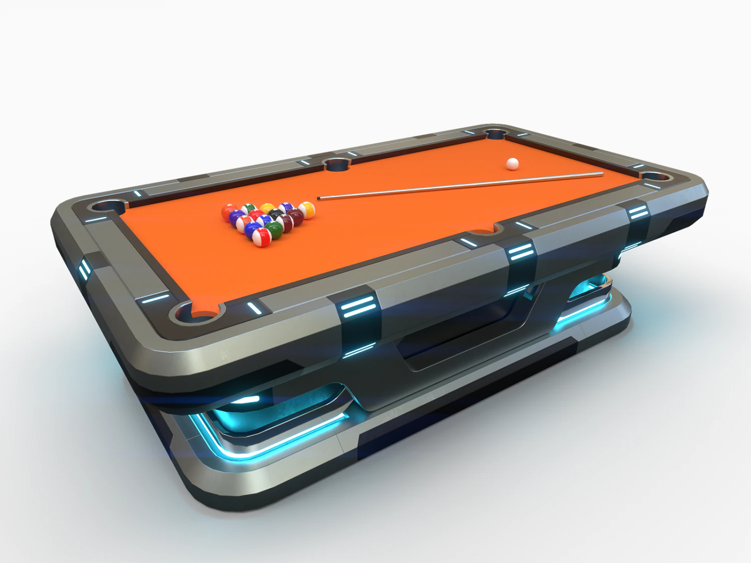Lowpoly Scifi Pool Table 3D Model .c4d .max .obj .3ds .fbx .stl .blend