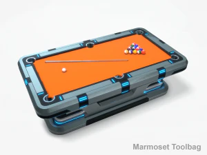 Lowpoly Scifi Pool Table 3D Model
