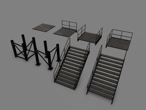 Lowpoly Modular Industrial Stairs 3D Модель