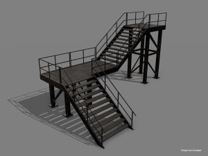 Lowpoly Modular Industrial Stairs 3D Модель