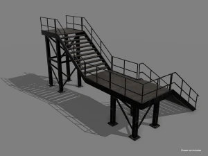 Lowpoly Modular Industrial Stairs 3D Model