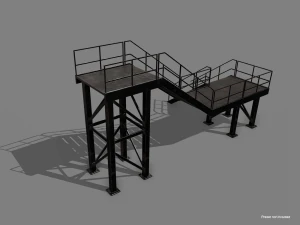 Lowpoly Modular Industrial Stairs 3D Model