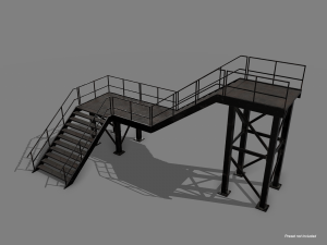 Lowpoly Modular Industrial Stairs 3D Модель