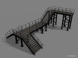 Lowpoly Modular Industrial Stairs 3D Model