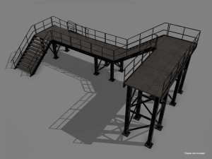 Lowpoly Modular Industrial Stairs 3D Модель