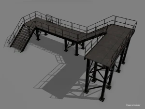 Lowpoly Modular Industrial Stairs 3D Model