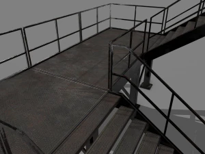 Lowpoly Modular Industrial Stairs 3D Model
