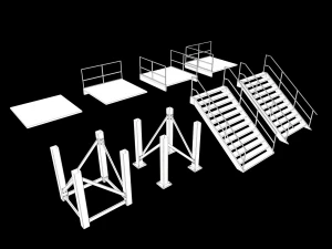 Lowpoly Modular Industrial Stairs 3D Model