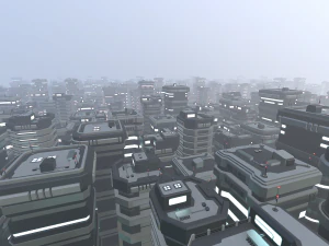 Koleksi Bangunan Scifi Modular Lowpoly Model 3D