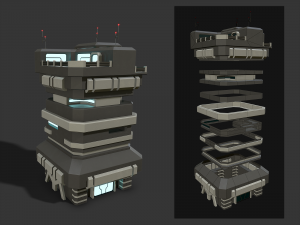 Lowpoly Modular Scifi Building Collection 3D 模型