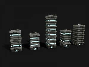 Lowpoly Modular Scifi Building Collection 3D Model