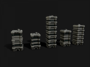 Lowpoly Modular Scifi Building Collection 3D 模型