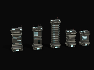 Lowpoly Modular Scifi Building Collection 3D 模型