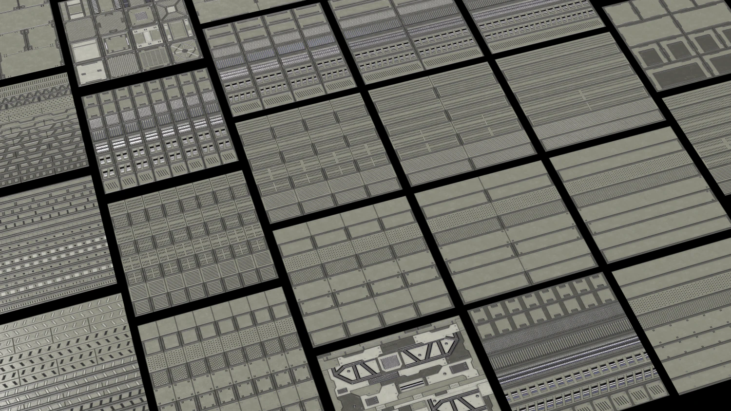 Scifi Hard Surface Trim Sheet Collection CG Textures .c4d .max .obj .3ds .fbx .stl .blend 