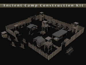 Lowpoly Ancient Camp Construction Kit 3Dモデル