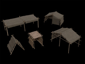 Lowpoly Ancient Camp Construction Kit Model 3D