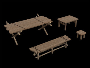 Lowpoly Ancient Camp Construction Kit Model 3D