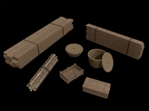 Lowpoly Ancient Camp Construction Kit Model 3D
