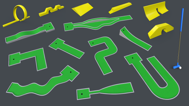 Minigolf Collection 3D Модель .c4d .max .obj .3ds .fbx .stl .blend 