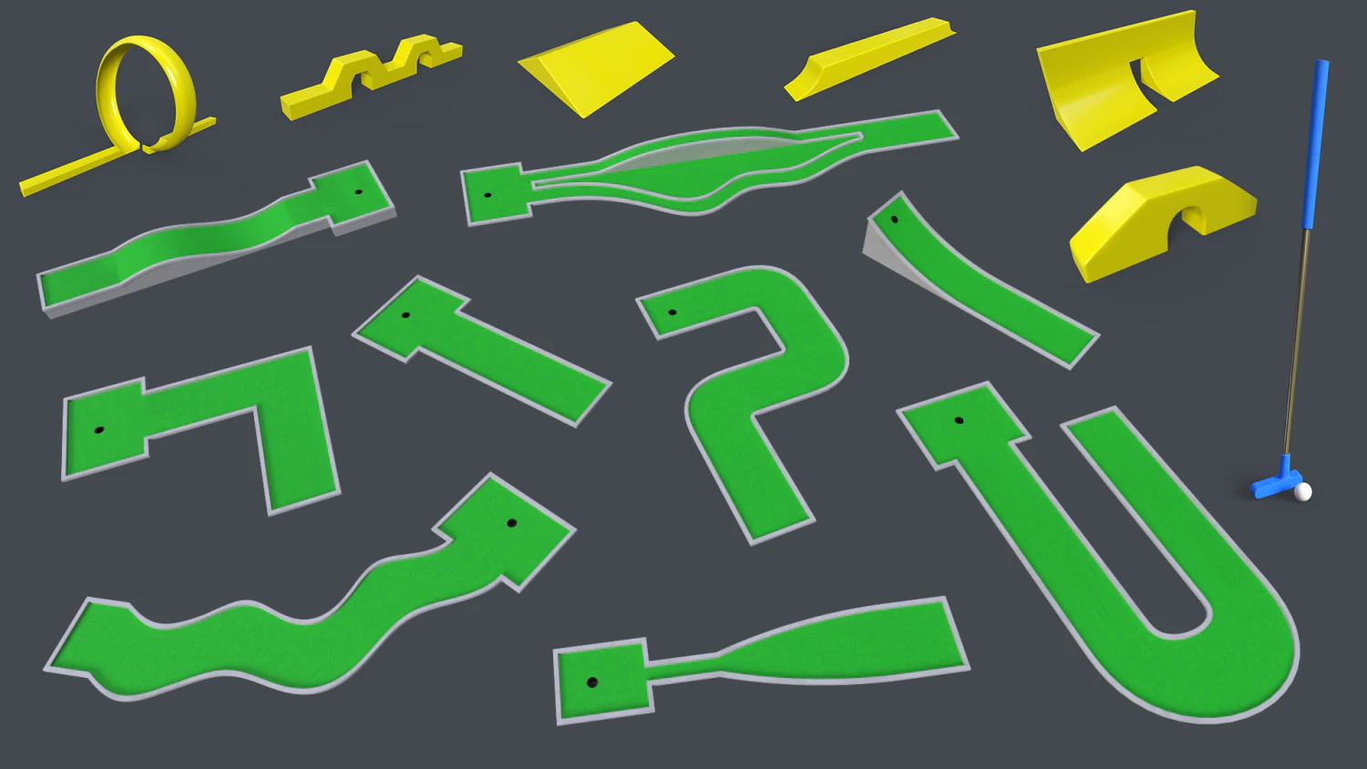 Minigolf Collection 3D Model .c4d .max .obj .3ds .fbx .stl .blend