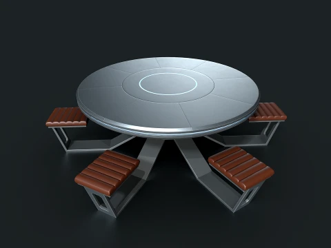 Lowpoly Scifi Table 3D Model