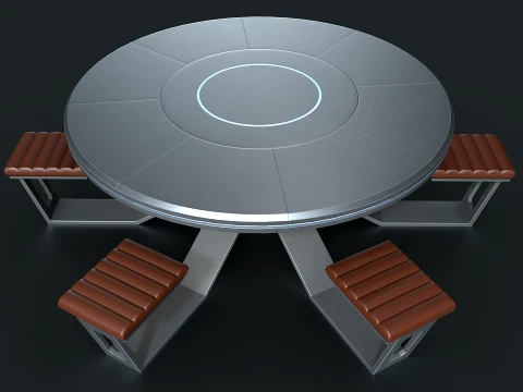 Lowpoly Scifi Table 3D Model