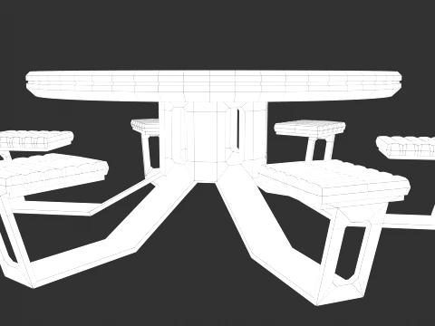 Lowpoly Scifi Table 3D Model