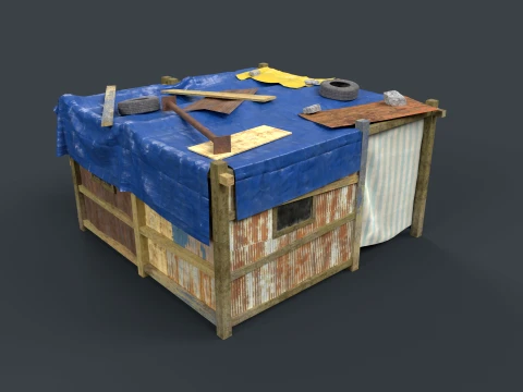 Lowpoly Shacks Collection 3D Model