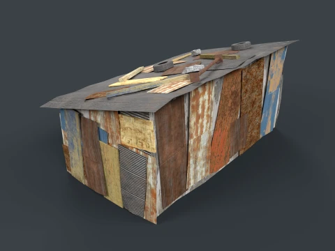 Lowpoly Shacks Collection 3D Model
