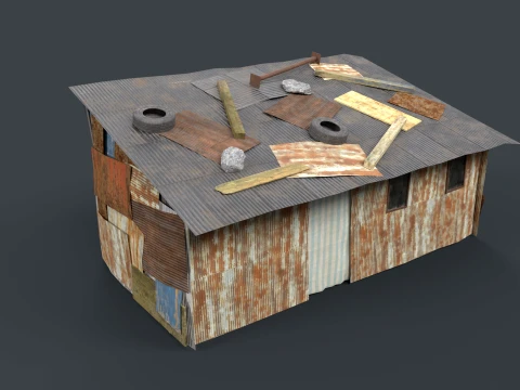 Lowpoly Shacks Collection 3D Model