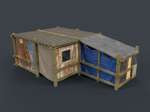 Lowpoly Shacks Collection 3D Model