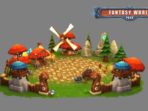 fantasy world pack low poly Model 3D