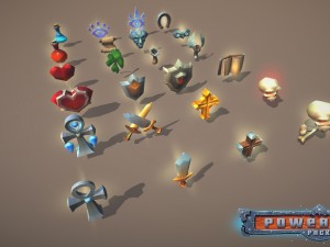 power-ups pack low poly 3D-Modell