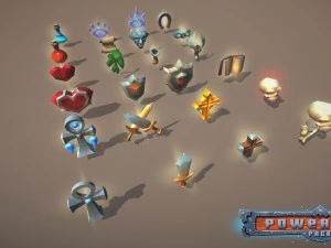 power-ups pack low poly 3D Model
