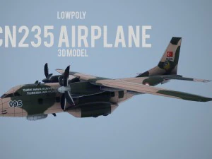 avião low poly casa cn 235 da força aérea turca Modelo 3D