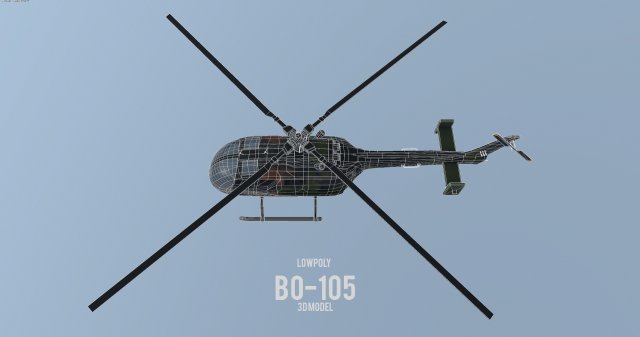 lowpoly mbb bo-105 3D Model .c4d .max .obj .3ds .fbx .stl .blend 