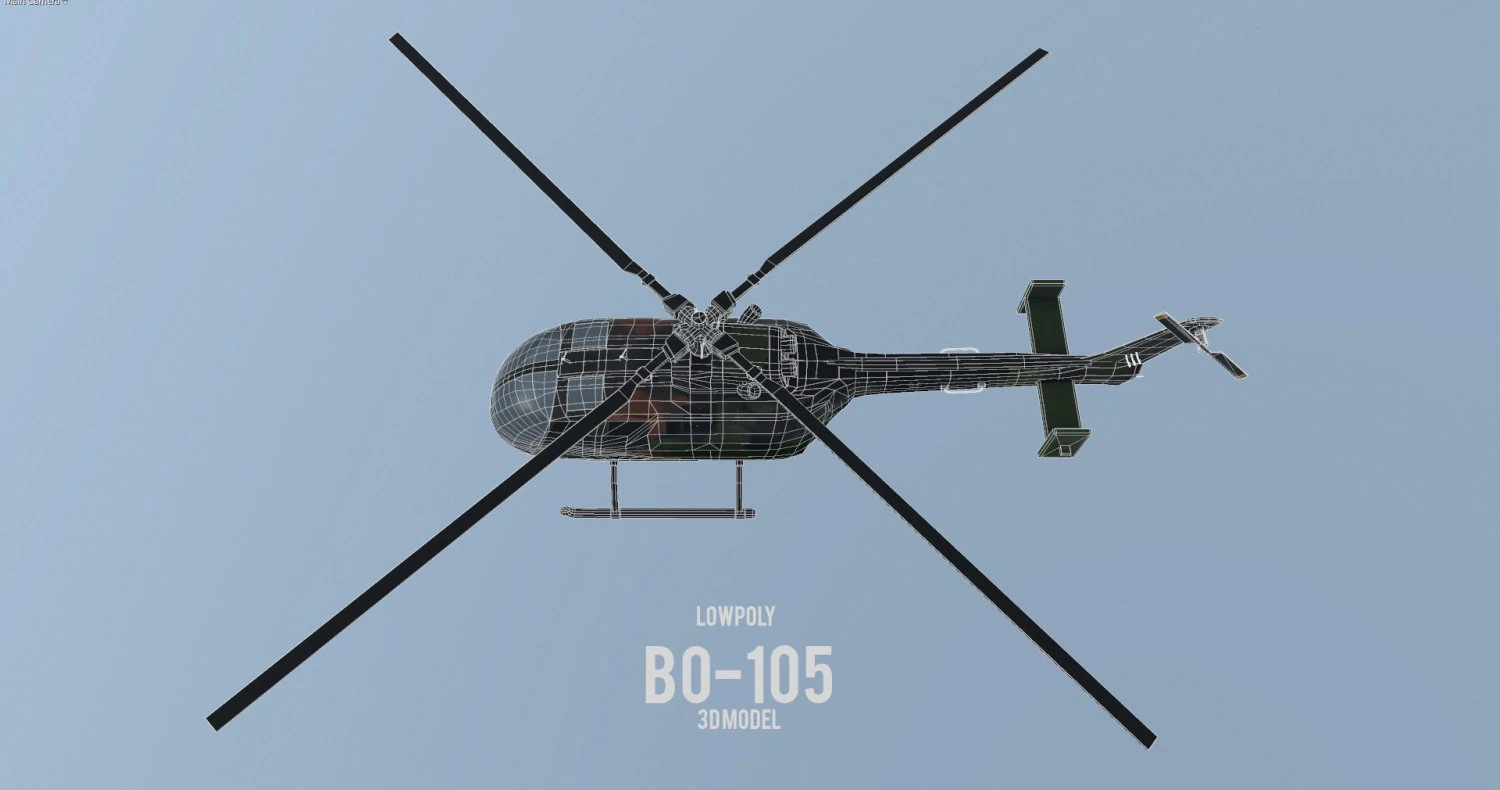 lowpoly mbb bo-105 3D Model .c4d .max .obj .3ds .fbx .stl .blend 